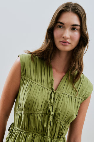 Ruched Tie Detail Dress Green