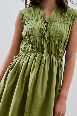 Ruched Tie Detail Dress Green
