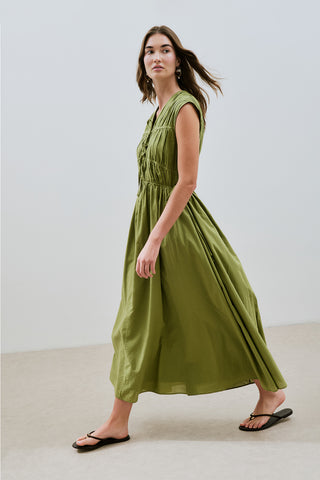 Ruched Tie Detail Dress Green