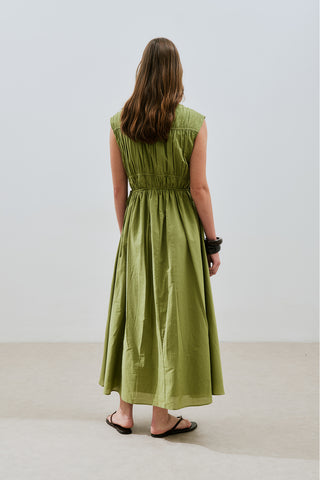 Ruched Tie Detail Dress Green