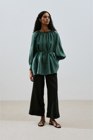 Wide Cuff Belted Tunic Green
