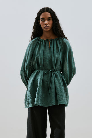 Wide Cuff Belted Tunic Green