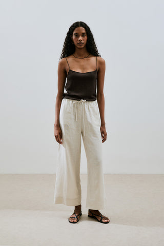 Linen Tie Trousers Stone