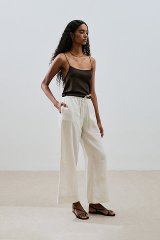 Linen Tie Trousers Stone