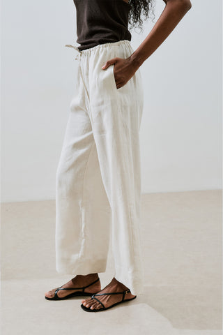 Linen Tie Trousers Stone