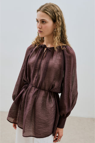 Wide Cuff Belted Tunic Burgundy