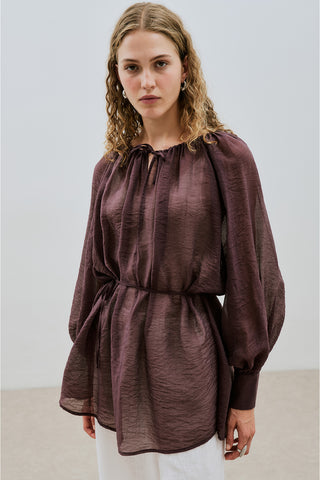 Wide Cuff Belted Tunic Burgundy