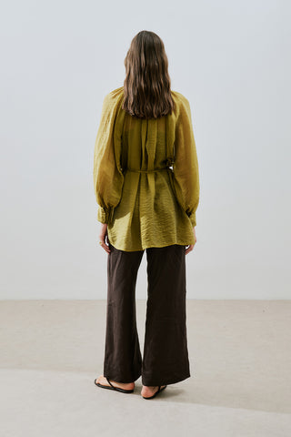 Wide Cuff Belted Tunic Yellow