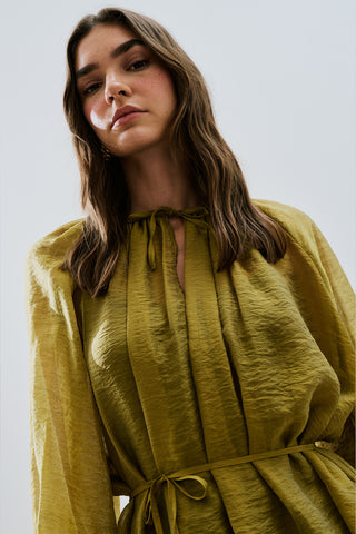 Wide Cuff Belted Tunic Yellow