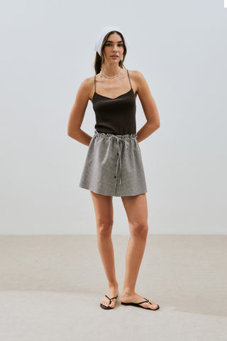 Gingham Skort Brown