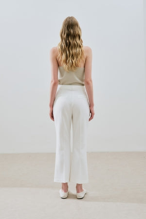 Contrast Stitch Flared Pants Ecru