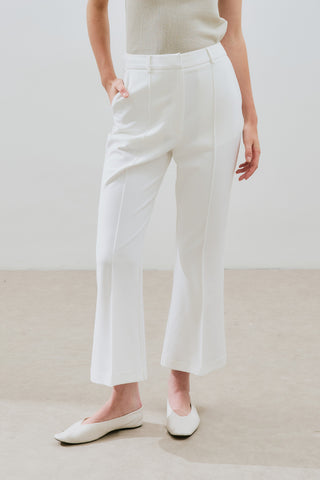 Contrast Stitch Flared Pants Ecru