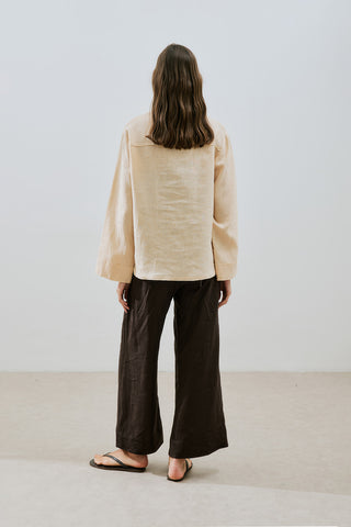 Linen Front Button Shirt Melon