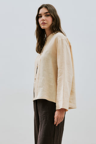 Linen Front Button Shirt Melon