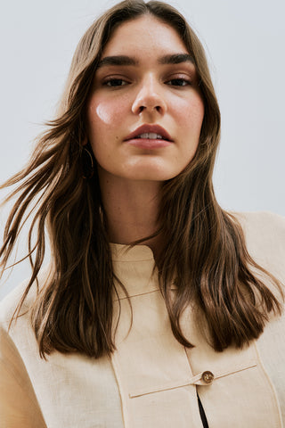 Linen Front Button Shirt Melon