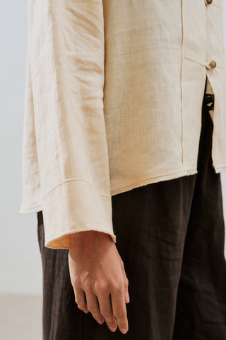 Linen Front Button Shirt Melon