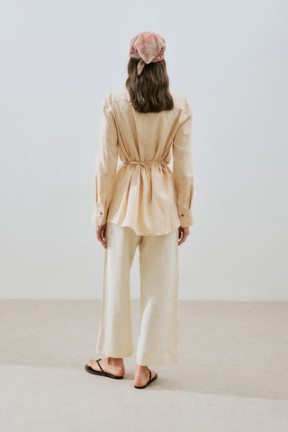 Linen Tie Detail Shirt Melon