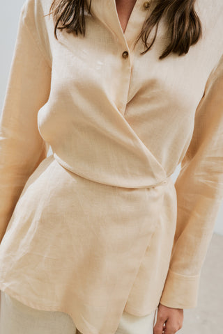 Linen Tie Detail Shirt Melon