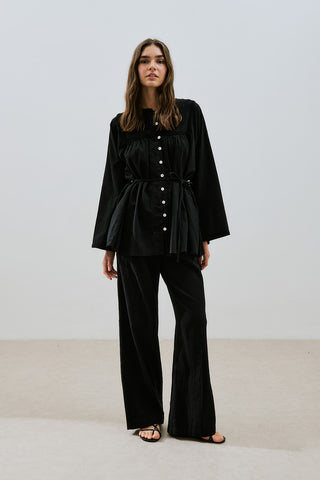 Textured Embroidered Shirt Black