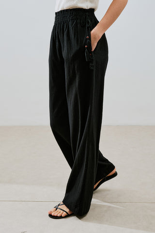Textured Tie Trousers Black