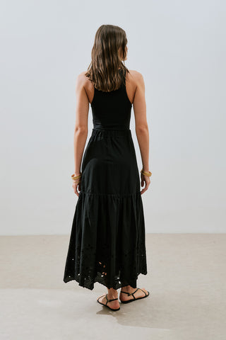 Embroidered Maxi Skirt Black