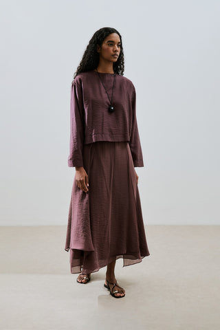 Draped Wide Sleeve Blouse Burgundy