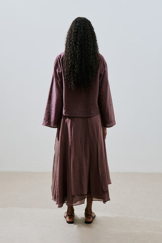 Draped Wide Sleeve Blouse Burgundy