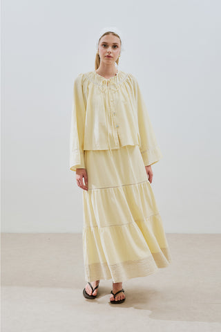 Embroidered Crop Blouse Yellow