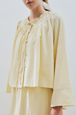 Embroidered Crop Blouse Yellow