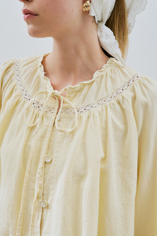 Embroidered Crop Blouse Yellow