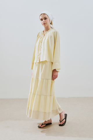 Embroidered Crop Blouse Yellow