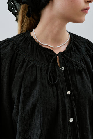 Embroidered Crop Blouse Black