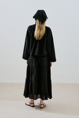 Embroidered Crop Blouse Black