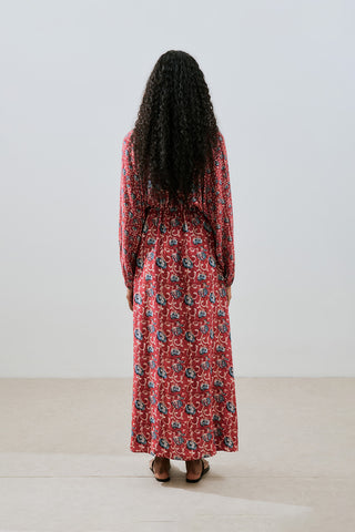 Patterned Viscose Tie Dress Poppy