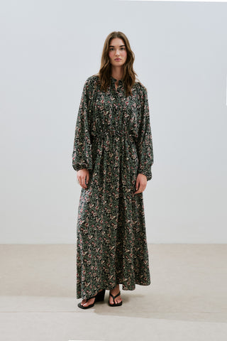 Patterned Viscose Tie Dress Vintage Floral