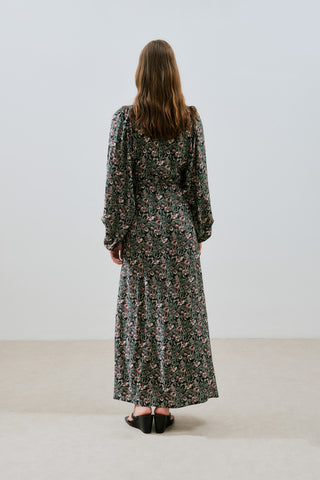 Patterned Viscose Tie Dress Vintage Floral