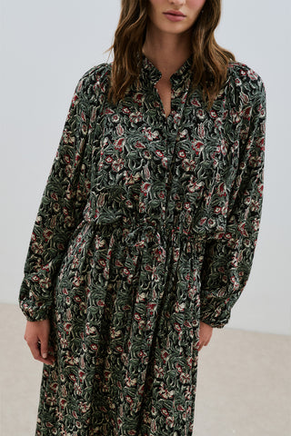 Patterned Viscose Tie Dress Vintage Floral