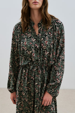 Patterned Viscose Tie Dress Vintage Floral