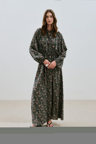 Patterned Viscose Tie Dress Vintage Floral