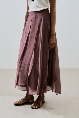 Tiered Ruffle Maxi Skirt Burgundy
