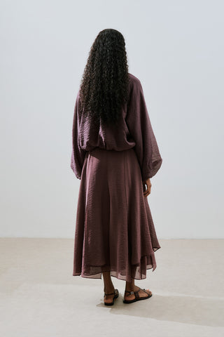 Balloon Sleeve Crop Top Burgundy