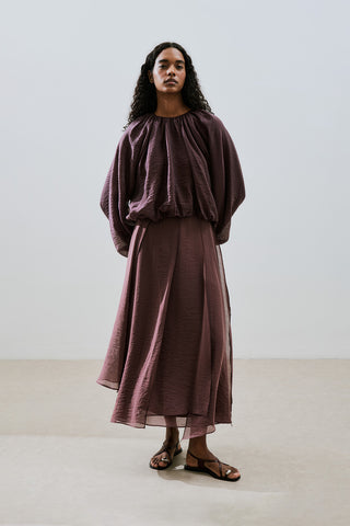 Balloon Sleeve Crop Top Burgundy