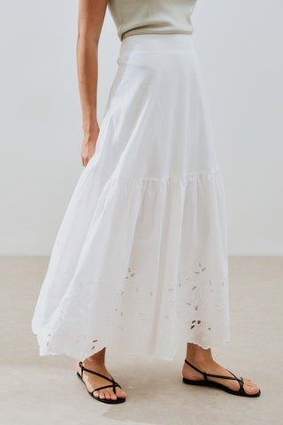 Embroidered Maxi Skirt Ecru