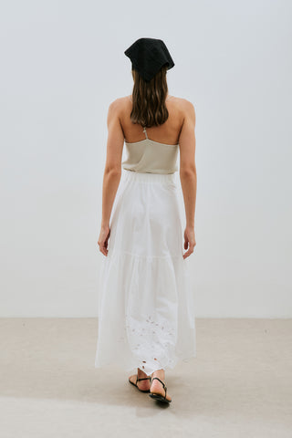 Embroidered Maxi Skirt Ecru