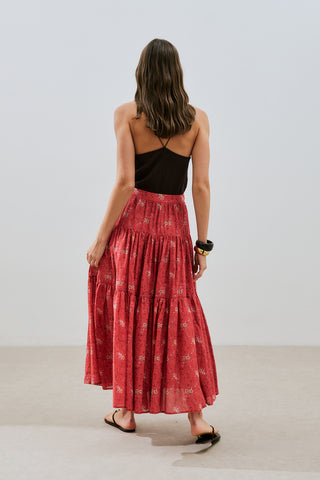 Patterned Cotton Tiered Skirt Kyra