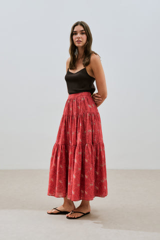 Patterned Cotton Tiered Skirt Kyra