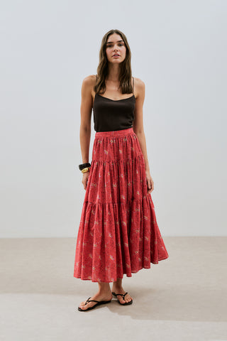 Patterned Cotton Tiered Skirt Kyra