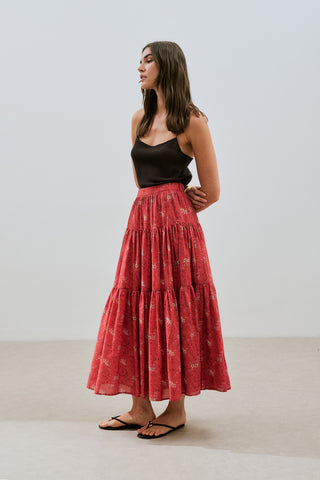 Patterned Cotton Tiered Skirt Kyra