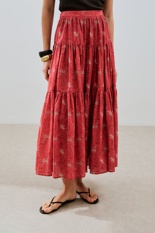 Patterned Cotton Tiered Skirt Kyra
