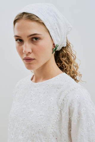 Embroidered Wide Sleeve Dress Ecru